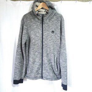 Bench Fleece Lined Jacket Men's Size LG Sweater Hooded Full Zip Grey w Pockets